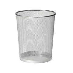 Wire Mesh Metal Round Waste Bins (Set of 2) Silver