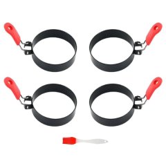 5 Piece Egg Ring Mold Set Nonstick Omelette Maker Brush Stainless Steel