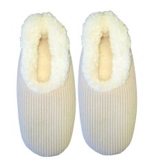 Snoozies Womens Cosy Cord Slippers Brown - Soft Non Skid Soles