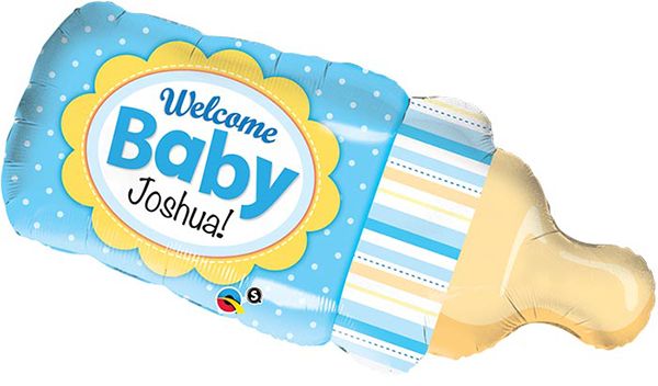 39inch Foil Balloon Welcome Bby Bottle Shaped Blue