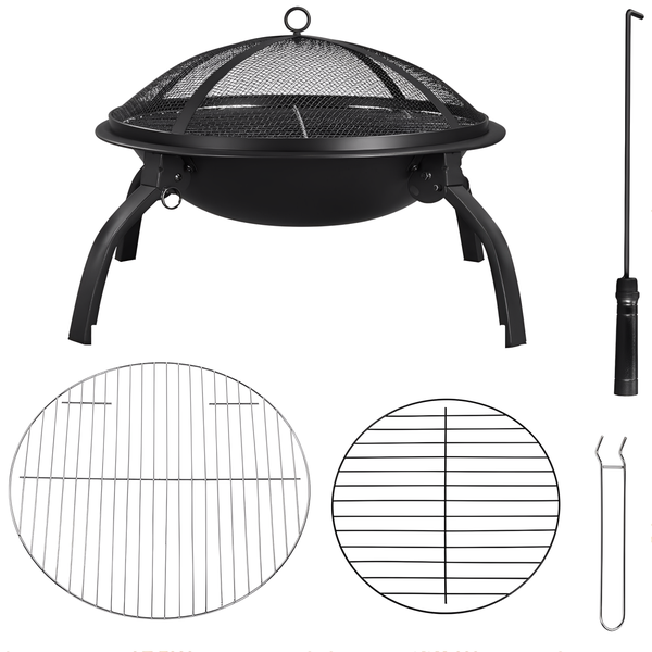 54cm Outdoor Fire Pit Fire Bowl Fireplace Charcoal Grill Braai Camping