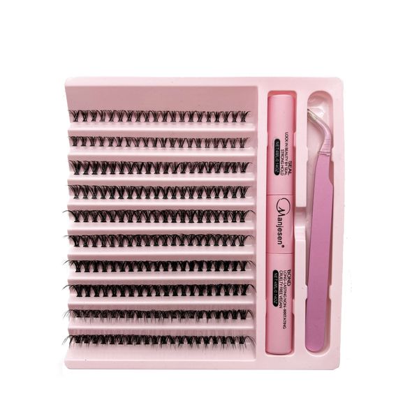 200 Piece Thick False Eyelashes, Eyelash Adhesive, and Tweezers Makeup Tool