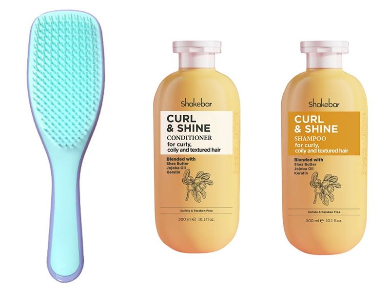Shakebar Curl &amp; Shine Shampoo &amp; Conditioner + Wet Detangling Hair Brush