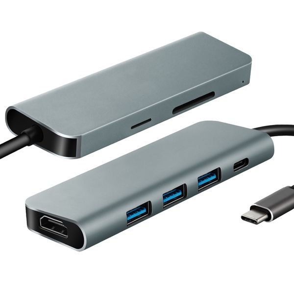 Parrot Products 7 in 1 USB C Hub (HDMI X 1-USB3 X 3-DP X 1-SD X 1-TF X 1)