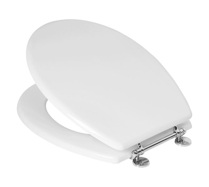 Toilet Seat with Chrome Hinge (White)