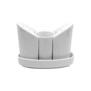 Blue Angel Fine-Porcelain Salt and Pepper Shaker With Toothpick Holder