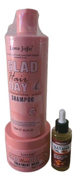Love Jojo Glad Hair Day Treatment Mask &amp; Moisturising Shampoo &amp; Batana Oil