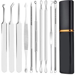 10 Pcs - Blackhead Remover Pimple Popper Tool Kit - Acne For Blackhead