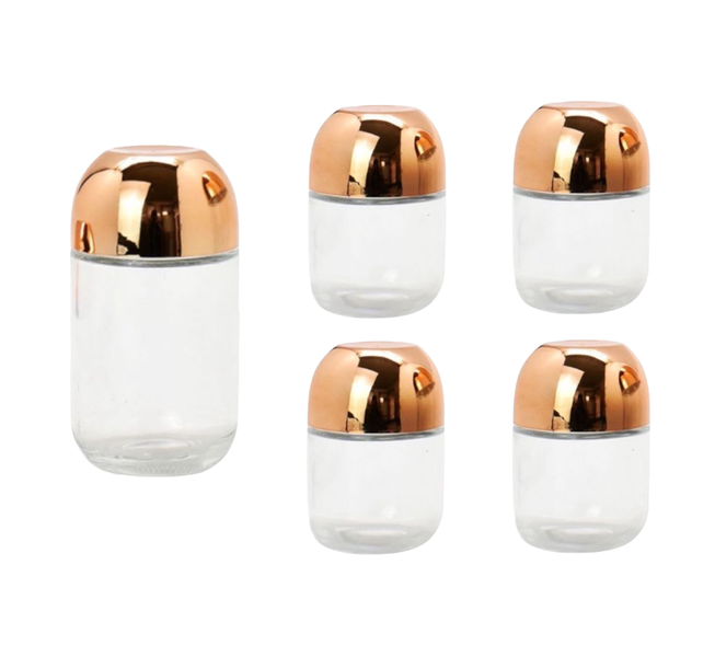 Golden Lid Airtight Sealed Food Storage Jar Glass Storage Jars - Set of 5