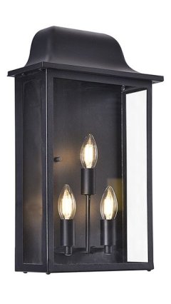 Bright Star Lighting L582 Matt Black Outdoor Wall Light with Glass Panels