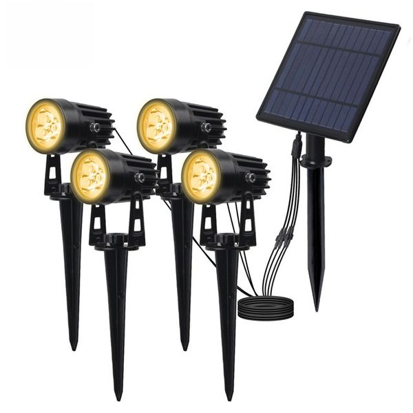 Metal Solar Spot Lights Outdoor Waterproof Warm White (4-in-1)
