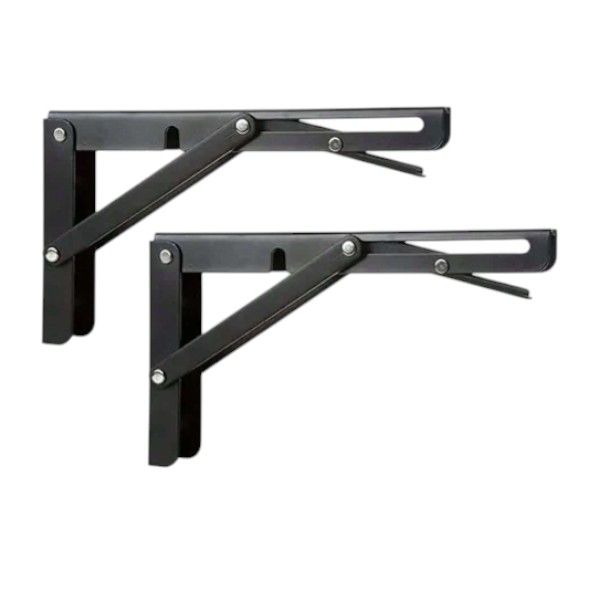 2 Piece Folding Wall-Mounted Shelf Brackets - Black