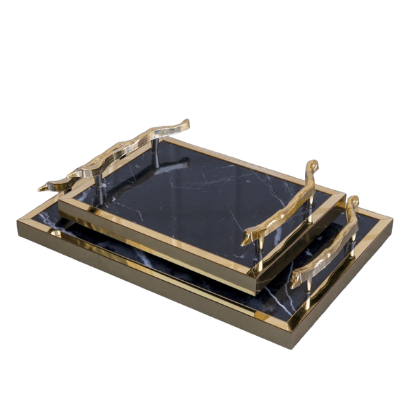 2 Piece Gold Tray Set