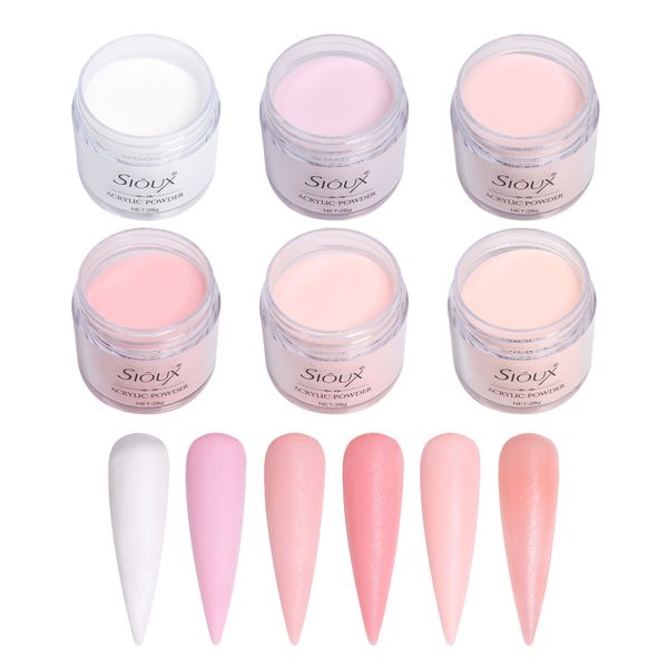 Sioux Acrylic Powder 6 Pieces Set - Professional Nail Extensions 28g/each