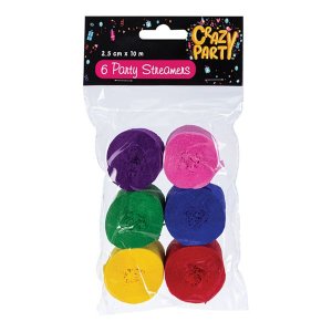 Streamers - Party Accessories - 2.5 cm x 10 m - 6 Pieces - 10 Pack