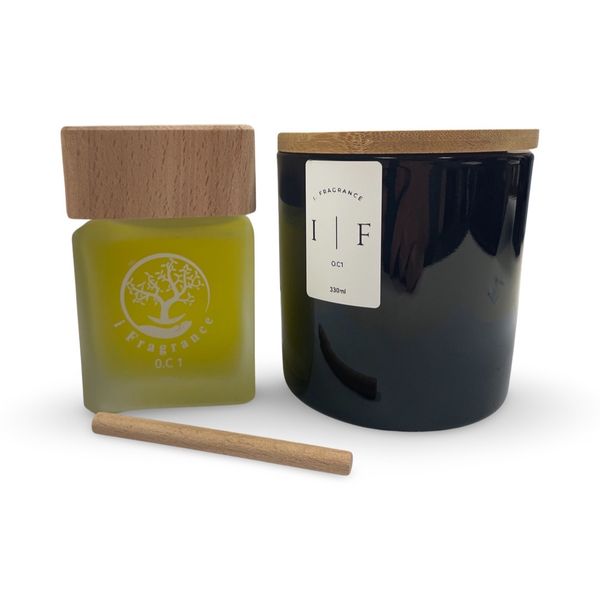 ODE Oc1 Sense Wooden Top 200ml - Diffuser&amp; 330ml Soy Candle - Set of 2