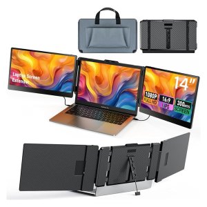 HiveTec 14" Triple Screen Laptop Monitor Extender-Portable and Foldable