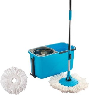 Sulfar Spin Mop Bucket Set Steel Wringer Extra Refill Blue