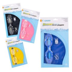 Bulk Pack 4x Swimming Cap &amp; Goggle Set With Ear Plugs &amp; Nose Clip