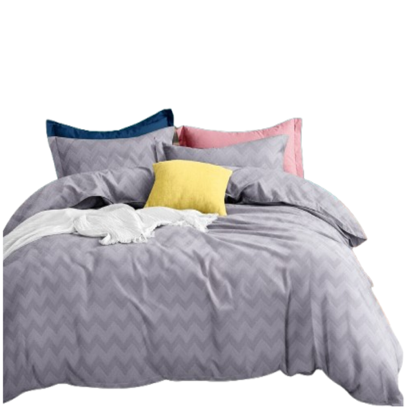 Linen Boutique - Duvet Cover Set Reversible-GreyChevron