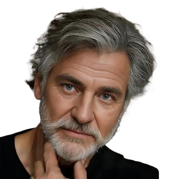6 Inch Heat-Resistant Fiber Men's Fashion Short Curly Hair Gray Wig