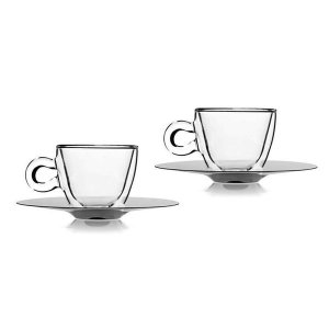 Luigi Bormioli - 65ml Thermic Espresso Glass Cup With Saucer - Set of 2