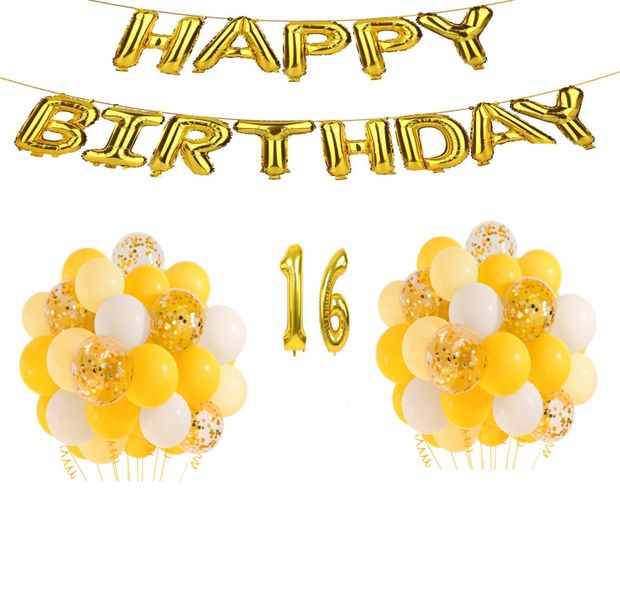 Yellow and Gold Balloon Set 16 years