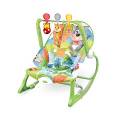 Multifunction Vibrate Baby Rocking Chair with Hanging Toys - Blue &amp; Brown