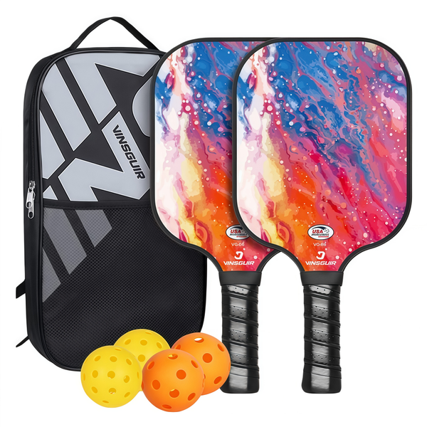 Fiberglass Pickleball Paddles Set Of 2 W/4 Balls Bag For Beginners
