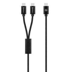 Amplify Linked Series Certified USB-C to 2x USB-C Braided Cable 1.2m- Black