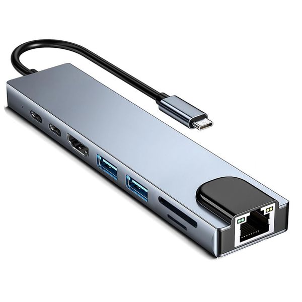 USB C Hub Ethernet HDMI Adapter, 8 in 1 Docking Stationwith 4K HDMI