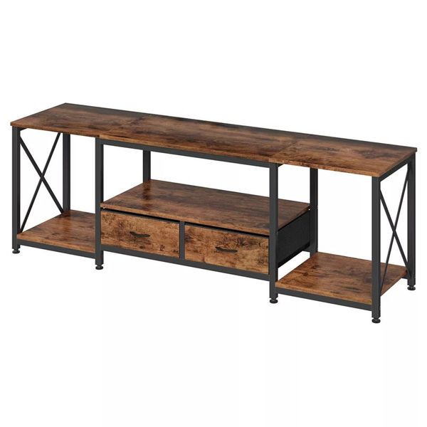 TV Stand with Fabric Drawers Entertainment Center &amp;Industrial Console Table