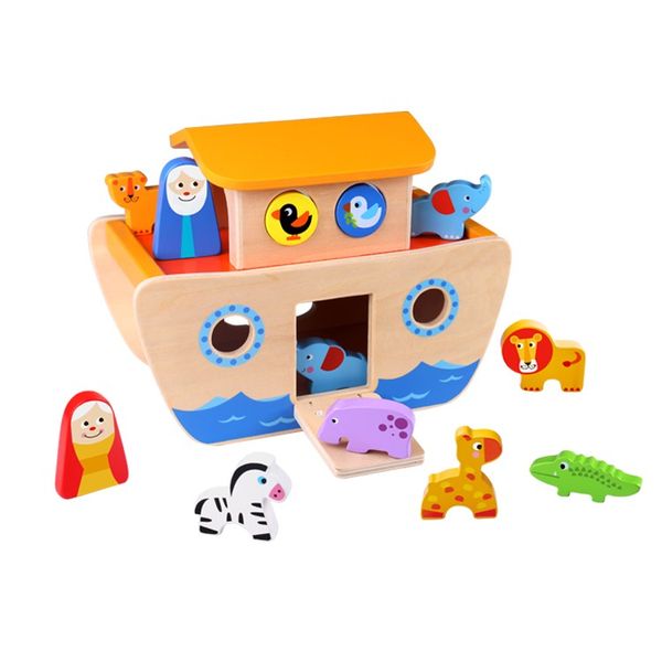 Tooky Toy - Wooden Noah's Ark with Raiinbow