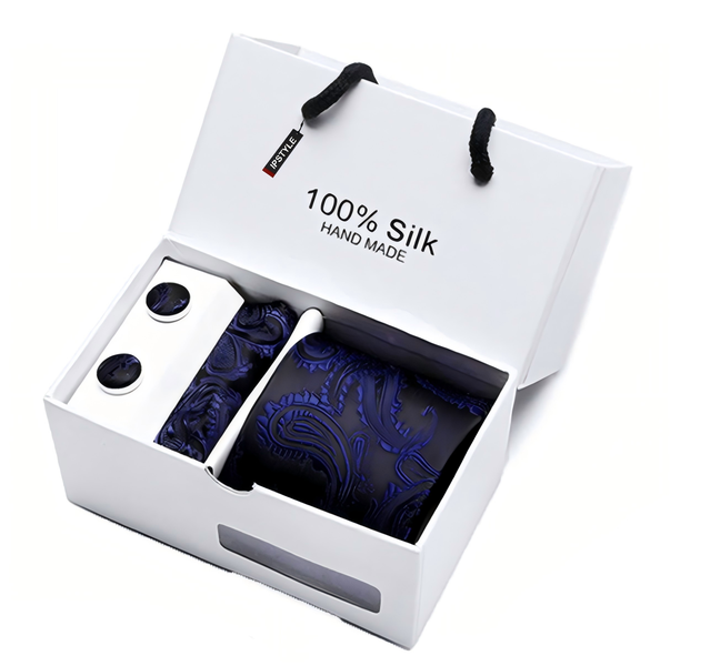 IPSTYLE Tie Set 4 Piece Luxury Necktie Pocket Square Cufflinks