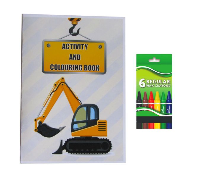 Construction Activity and Colouring Book A5 plus 6 Wax Crayons