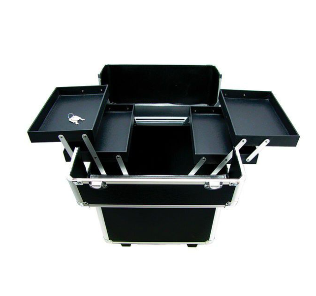 Aluminium Portable Cosmetic Beauty Hairdressing Makeup Storage Case - Silver
