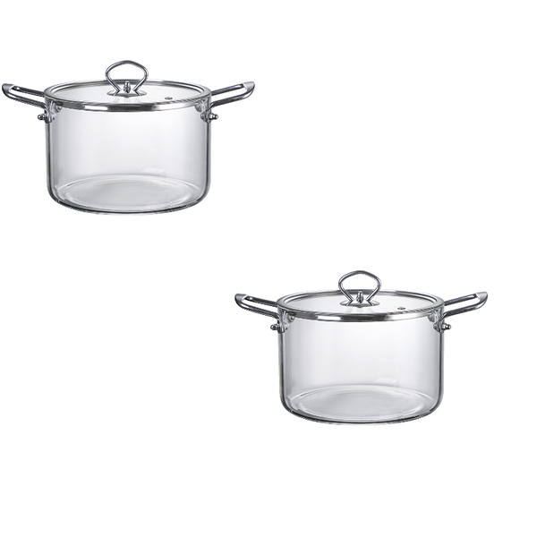2Pack-3.5L heat-resistant glass soup pot with stainless steel handle