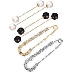 6 Pieces Sweater Shawl Clips Set, Include Faux Pearl Brooch Pins