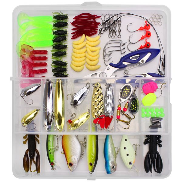 101 Pieces Predator Fishing Lure, Portable Fishing Bait Kit with Box
