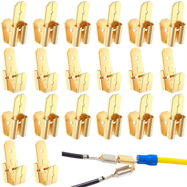 Dual Male Piggyback Spade Connectors, 3 Way Electrical Female Male Spade Cr