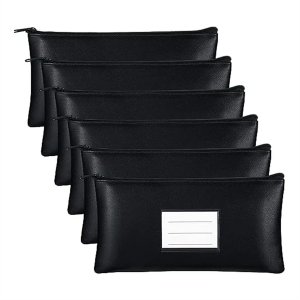 6PC Money Bag with Zipper for Cash Coins Cosmetic Paper Money Tool, A