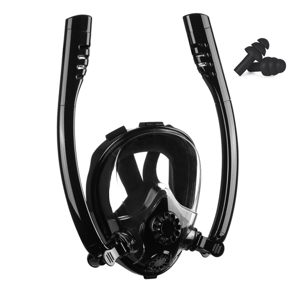 Aldult Full Face Snorkel Mask Dual Tube Professional Anti-Fog 180 View L/XL