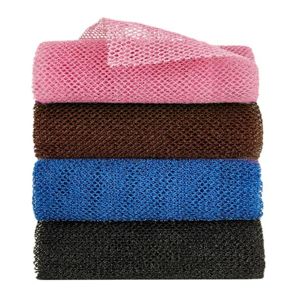 4-Piece Exfoliating Bath Sponge Nylon Long Mesh Bath Towel