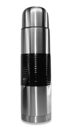1Lt Double Wall Hot &amp; Cold Bullet Flask with Antislip Rubber Grip &amp; Pouch