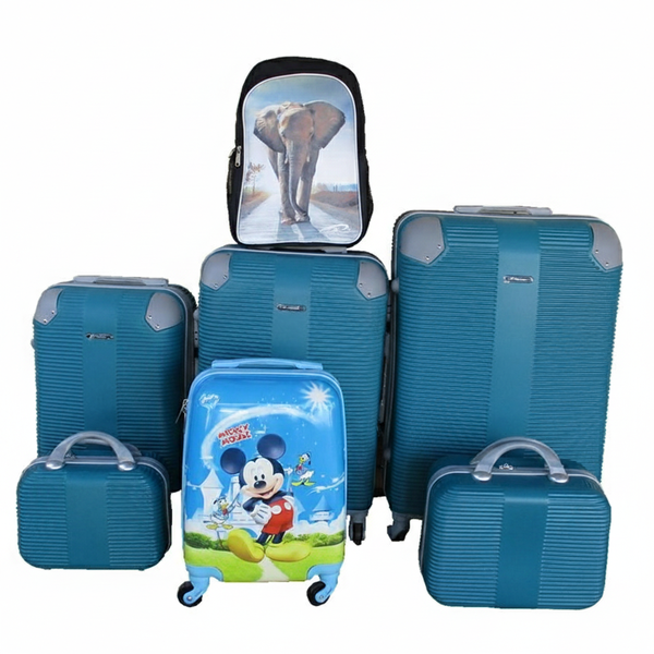 5-Piece ABS Luggage Set with Spinner Wheels, Kids Mickey &amp; Elephant Bag