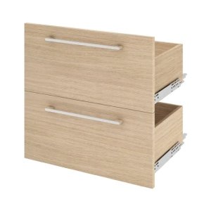 Wall-Hung Bathroom Cabinet White 60cm Natural (Designed for 120cm Double)