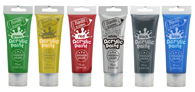 Bantex, Acrylic Paint 75ml - Set of 6