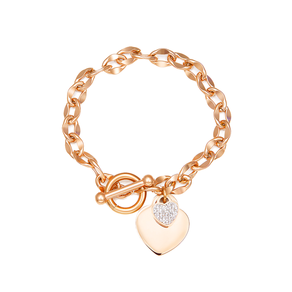 Rose Gold Ladies Love Heart Charm Bracelet