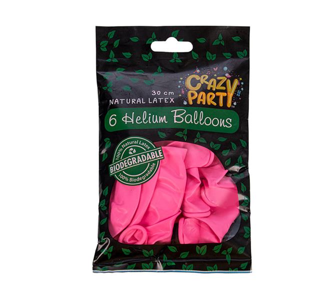 Biodegradable Helium Balloons - Pink - 30cm (6-Pack)