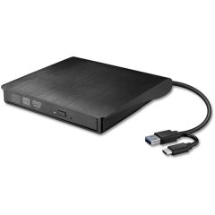 External CD/DVD Drive, USB 3.0/Type-C, Plug &amp; Play,14 14 x 1.5cm,Black